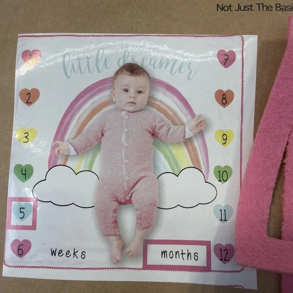Baby Essentials Pink Blanket Photo Op Milestone &‎ 2 Markers NWT